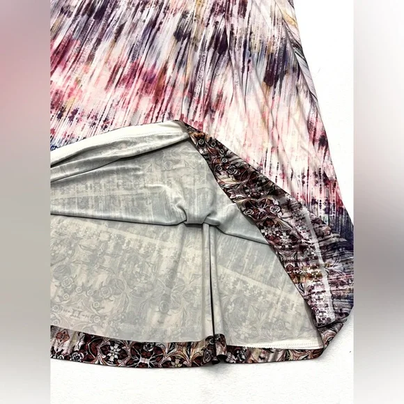 ONE WORLD Live & Let Live Sleeveless Boho Ombre Print Paisley Neckline Dress - Picture 11 of 16